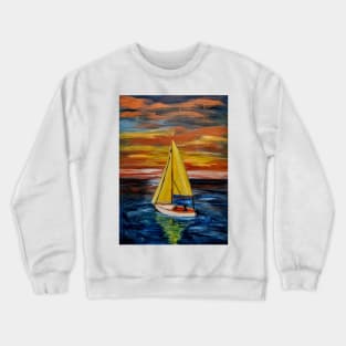 Out sailing at sunset. Crewneck Sweatshirt